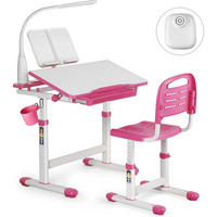 KINDERSCHREIBTISCH-SET höhenverstellbar mit Lampe und Schublade Rosa - Multicolor, Kunststoff (49/76/66.4cm)