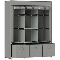 STOFFSCHRANK Stahl Vliesstoff Hellgrau - Hellgrau, Kunststoff (43/162.5/125cm) - HOMCOM