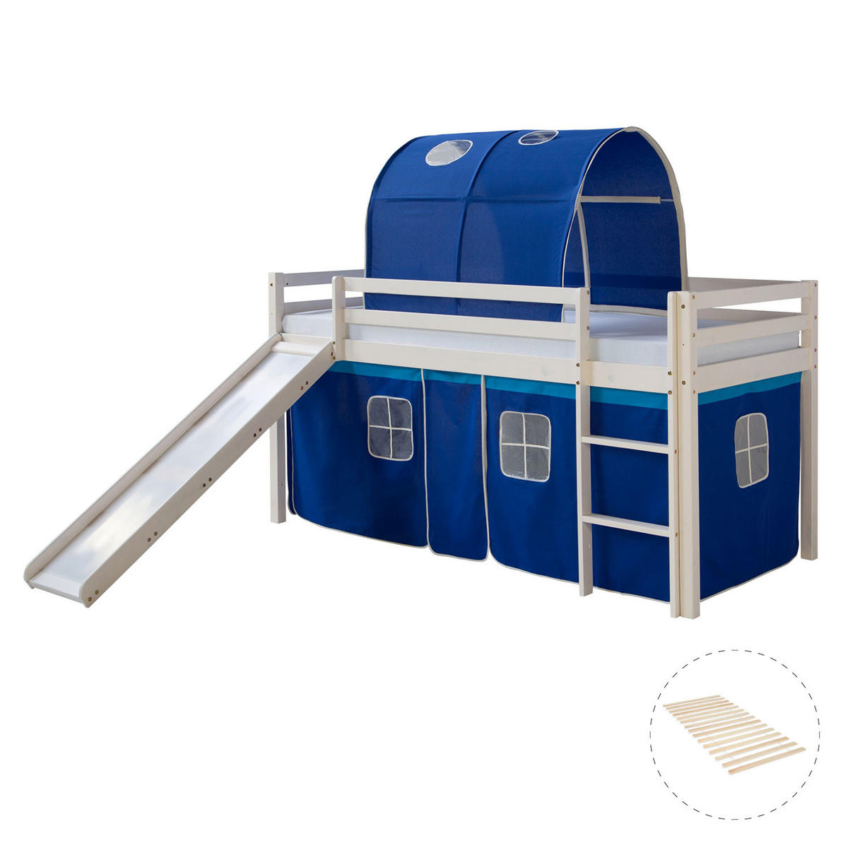 HOCHBETT 90/200 cm blau mit Lattenrost - Weiß/Dunkelblau, Holz (90/200cm) - Homestyle4u