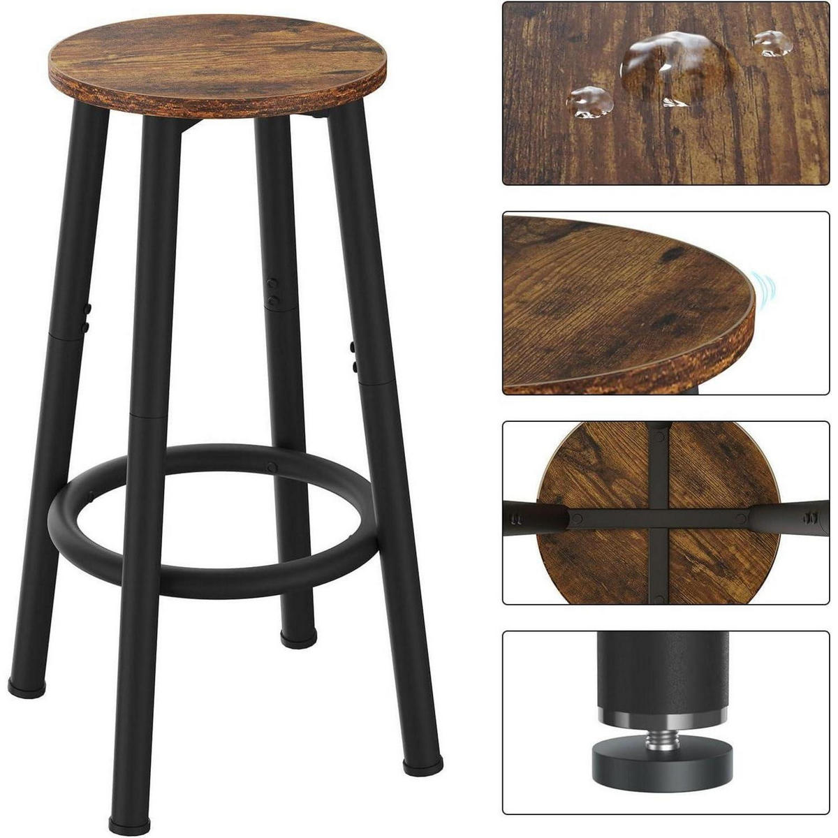 BARHOCKER 2er-Set Rustic Brown mit verstellbaren Fußstützen - Braun, Metall (30/64/30cm)