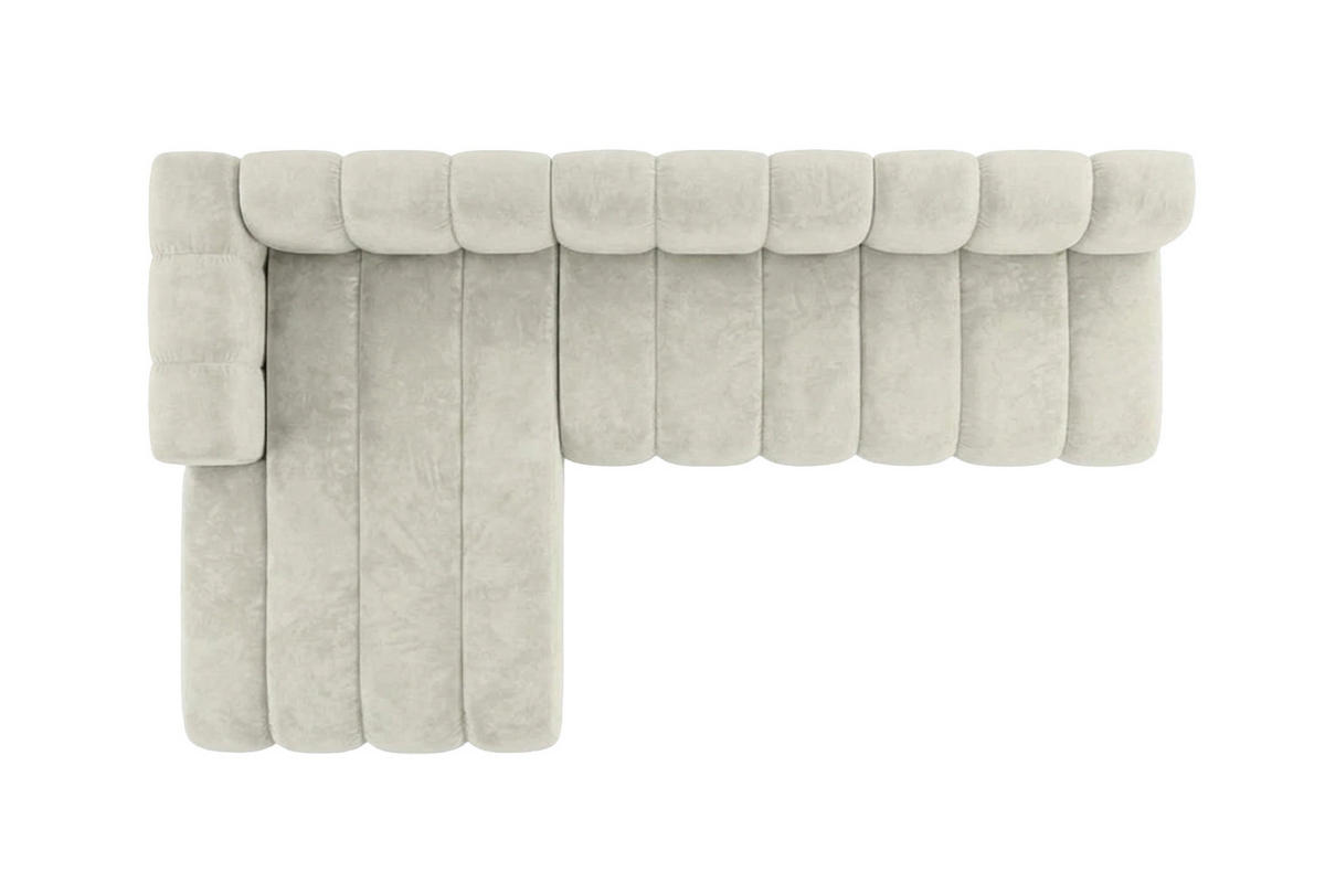 ECKSOFA Modulares In L-Form, Velvet-Stoff Riviera, Ecru, Links, GRAND 295 cm - Creme, Holz (295/179cm) - Kaiser Möbel