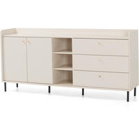KOMMODE Gloria mit 3 Schubalden und 2 Türen - Beige/Schwarz, Holzwerkstoff/Metall (193/91/42cm) - Beautysofa