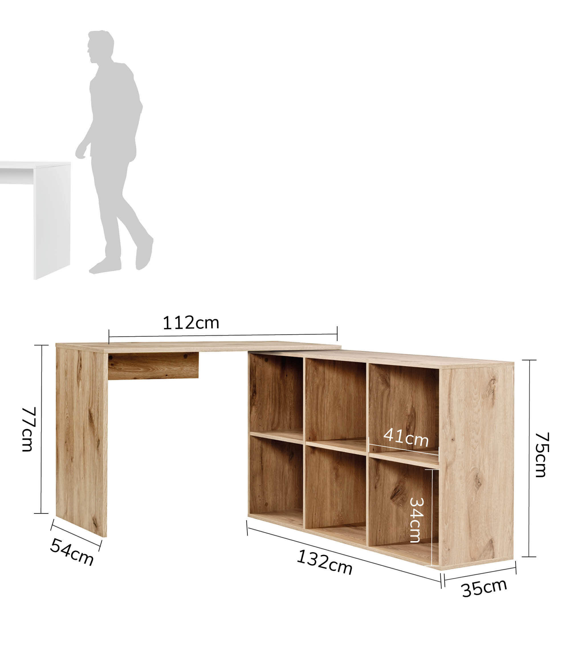 Thumbnail - Mokebo Eckschreibtisch, Eiche, Holzwerkstoff, 112x77x54 cm, Arbeitszimmer, Schreibtische, Eckschreibtische