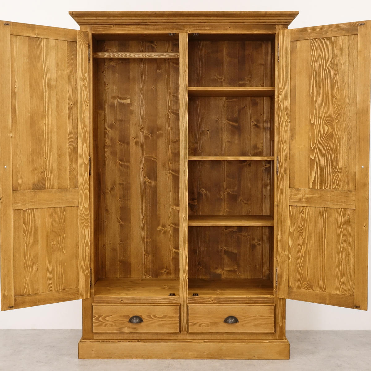 KLEIDERSCHRANK aus Massivholz CHARLOTTE 2 - Hellbraun, Holz (126/202/61cm) - Seart