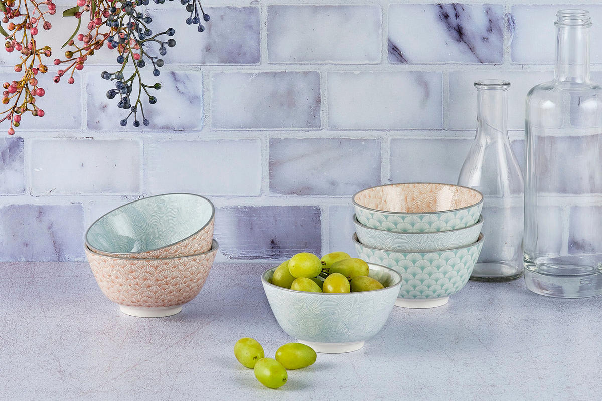 SCHALEN Pattern Ø12cm - 6er-Set - Pastel - Pink, Keramik (12cm) - Björn