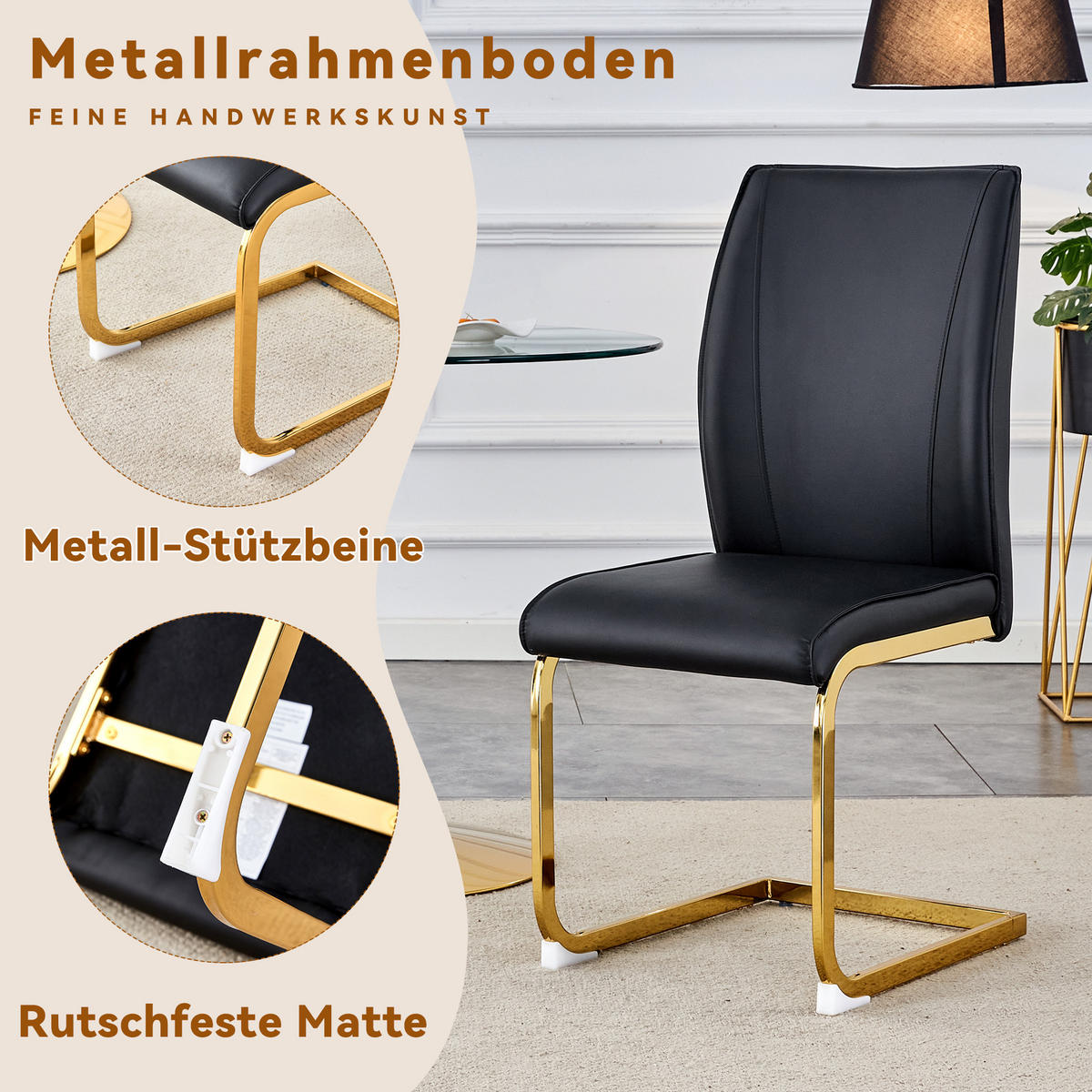 SCHWINGSTUHL DE-36538 2er-Set mit PU-Bezug und Metallbeinen Schwarz - Schwarz, Metall (44.5/99/44cm) - ComfortXL