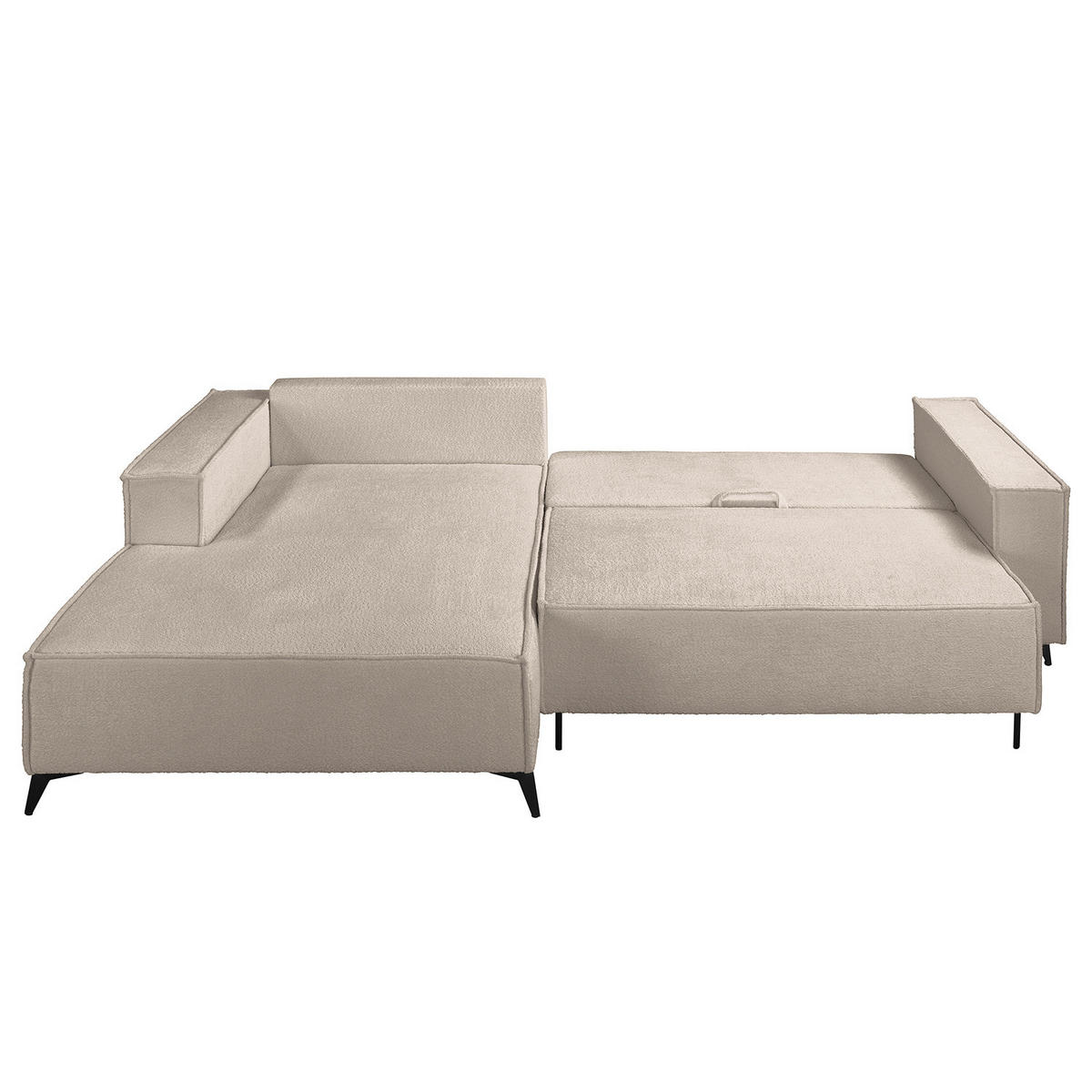 ECKSOFA mit Schlaffunktion - Taupe/Schwarz, Textil (294/185cm) - home24