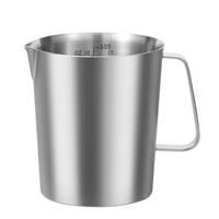 MESSBECHER Edelstahl 500ml mit Tropffreiem Ausguss und Feinskala - Silberfarben, Metall (0.5L)