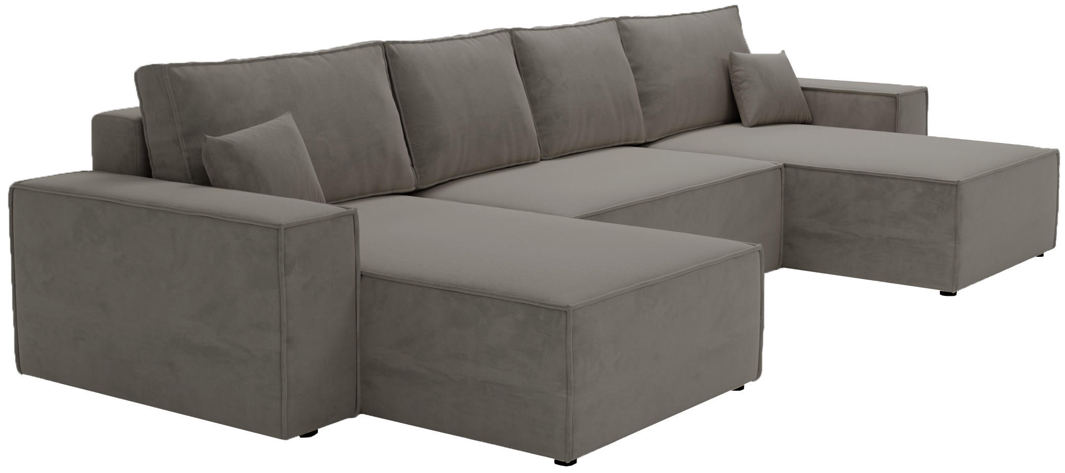 ECKSOFA 380 cm Bergamo U mit Bettkasten, Samt, Dunkelgrau - Dunkelgrau, Holz (377/189cm) - Emporius
