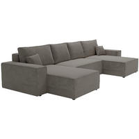 ECKSOFA 380 cm Bergamo U mit Bettkasten, Samt, Dunkelgrau - Dunkelgrau, Holz (377/189cm) - Emporius
