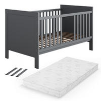 BABYBETT Ajaton Grau 144.4 x 83 cm mit Matratze - Grau, Holzwerkstoff (144.4/83/80.8cm) - VitaliSpa