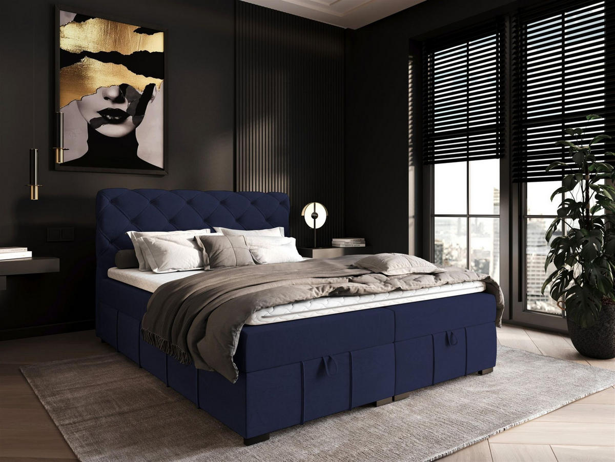BOXBETT Gisel - Blau, Holzwerkstoff/Textil (140/200cm) - Fun Möbel