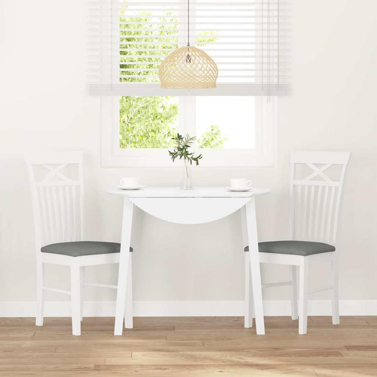 ESSZIMMERSTÜHLE Mit Kissen 2Er Set Weiss Massivholz Gummibaum - Weiß, Naturmaterialen (53.5/94/42.5cm) - vidaXL