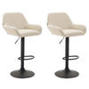 BARHOCKER 2er Set Lederlook creme - Creme/Schwarz, Textil/Metall (51/89/52cm) - CLP