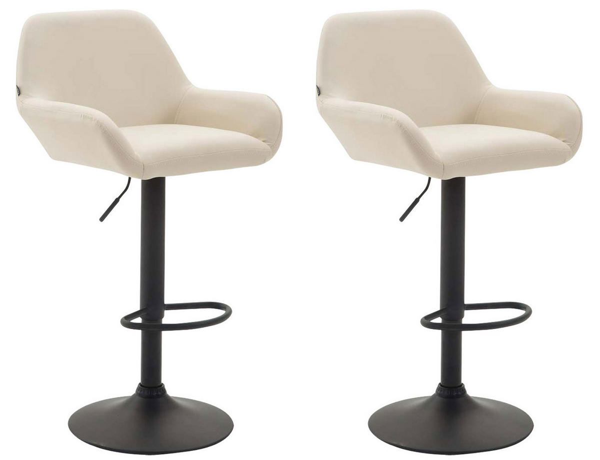 BARHOCKER 2er Set Lederlook creme - Creme/Schwarz, Textil/Metall (51/89/52cm) - CLP