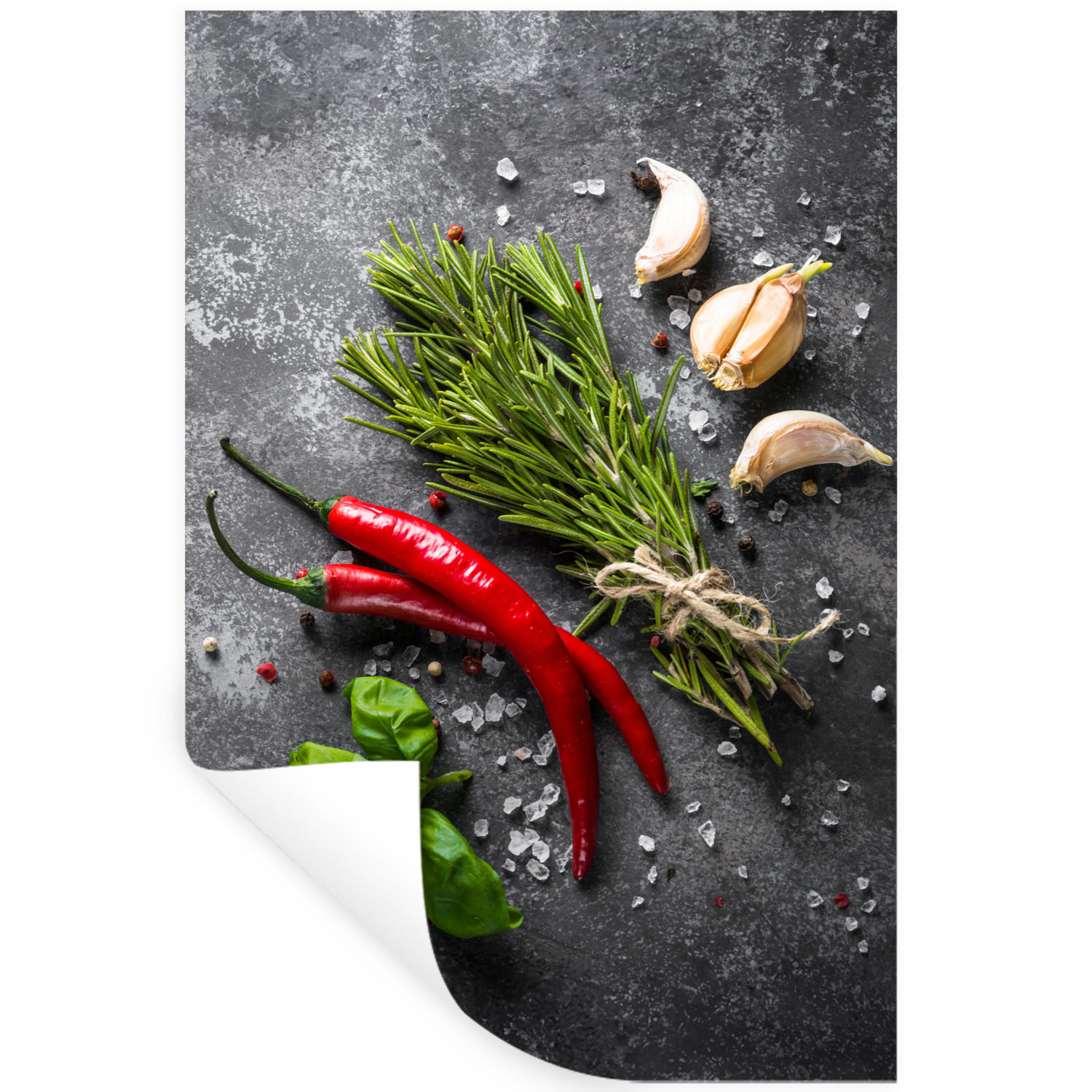 WANDTATTOO Pfeffer - Kräuter - Gewürze - Beton 80x120 cm - Dunkelgrau, Kunststoff (80/120/0.1cm) - MuchoWow