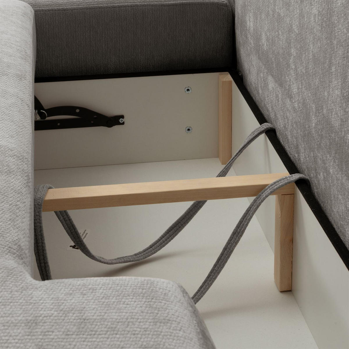 ECKSOFA GOYA mit Schlaffunktion und Bettkasten, Rechte, Perfect Harmony 85 - Hellgrau, Textil (302/184cm) - Lookway