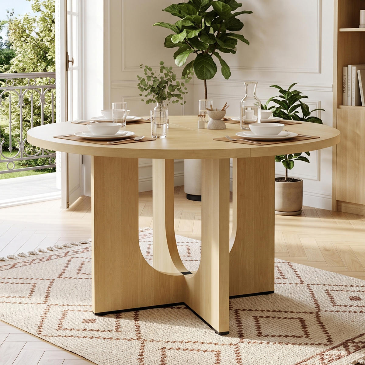 ESSTISCH Runder Eiche 120 cm Skandinavisch - Birkefarben, Holz (83.49/68/22.5cm) - Raelunyi