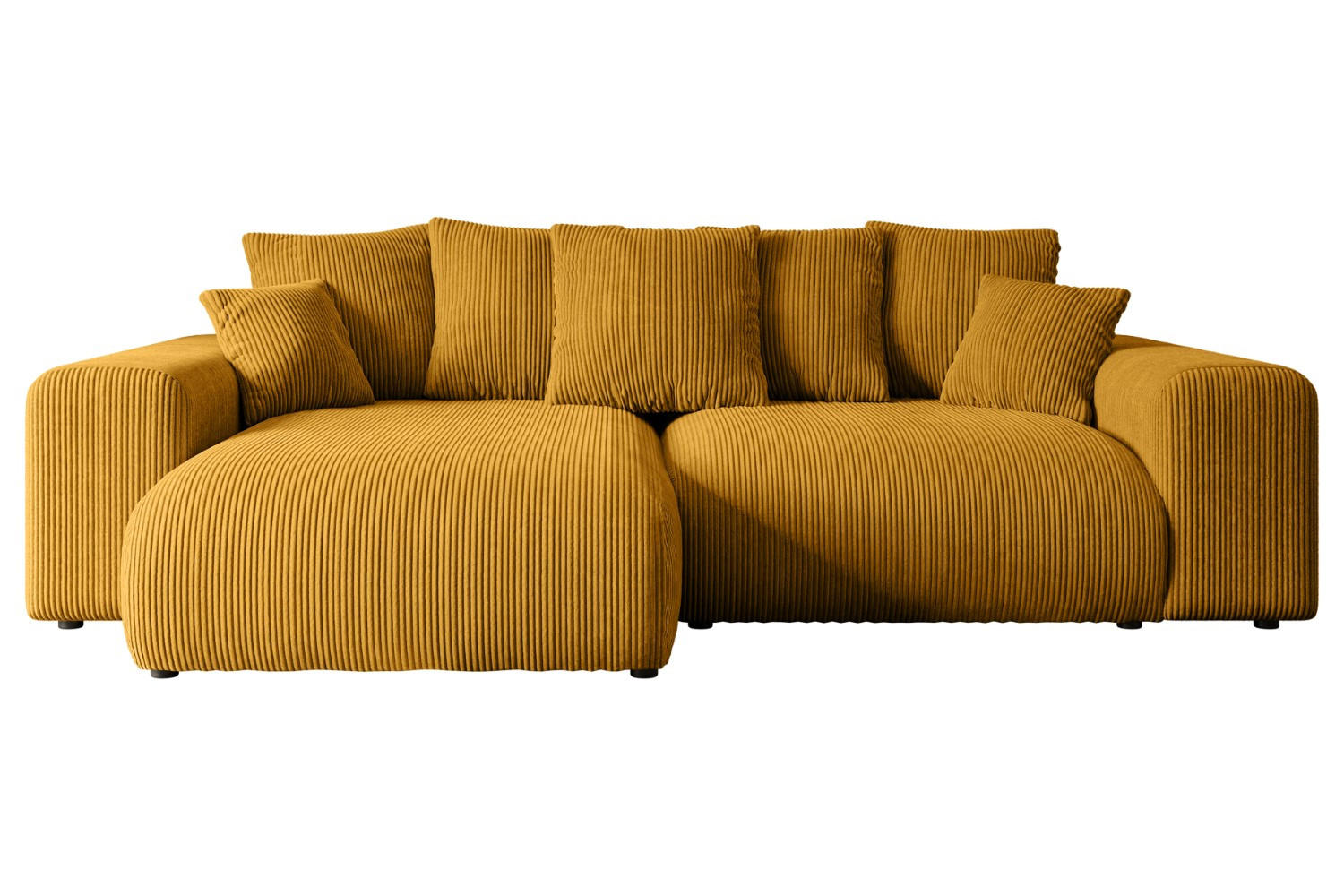 ECKSOFA mit Schlaffunktion und Bettkasten ESKAR-L 256x165x84cm Gelb Cord - Gelb/Schwarz, Holzwerkstoff/Kunststoff (256/165cm) - ALTDECOR