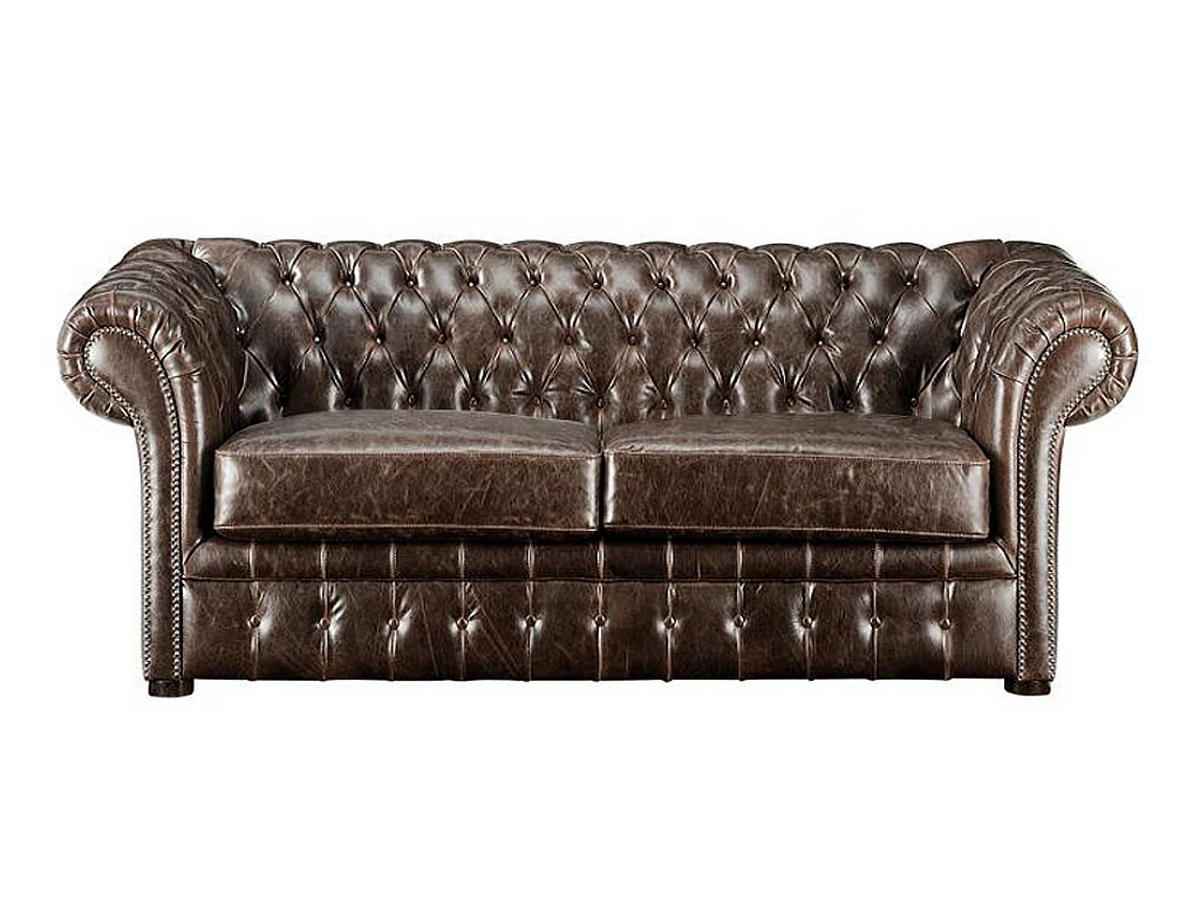 CHESTERFIELD Ledersofa 2-Sitzer - Vintage Leder - Braun - CLOTAIRE - Braun, Leder (173/73/90cm) - Vente-Unique