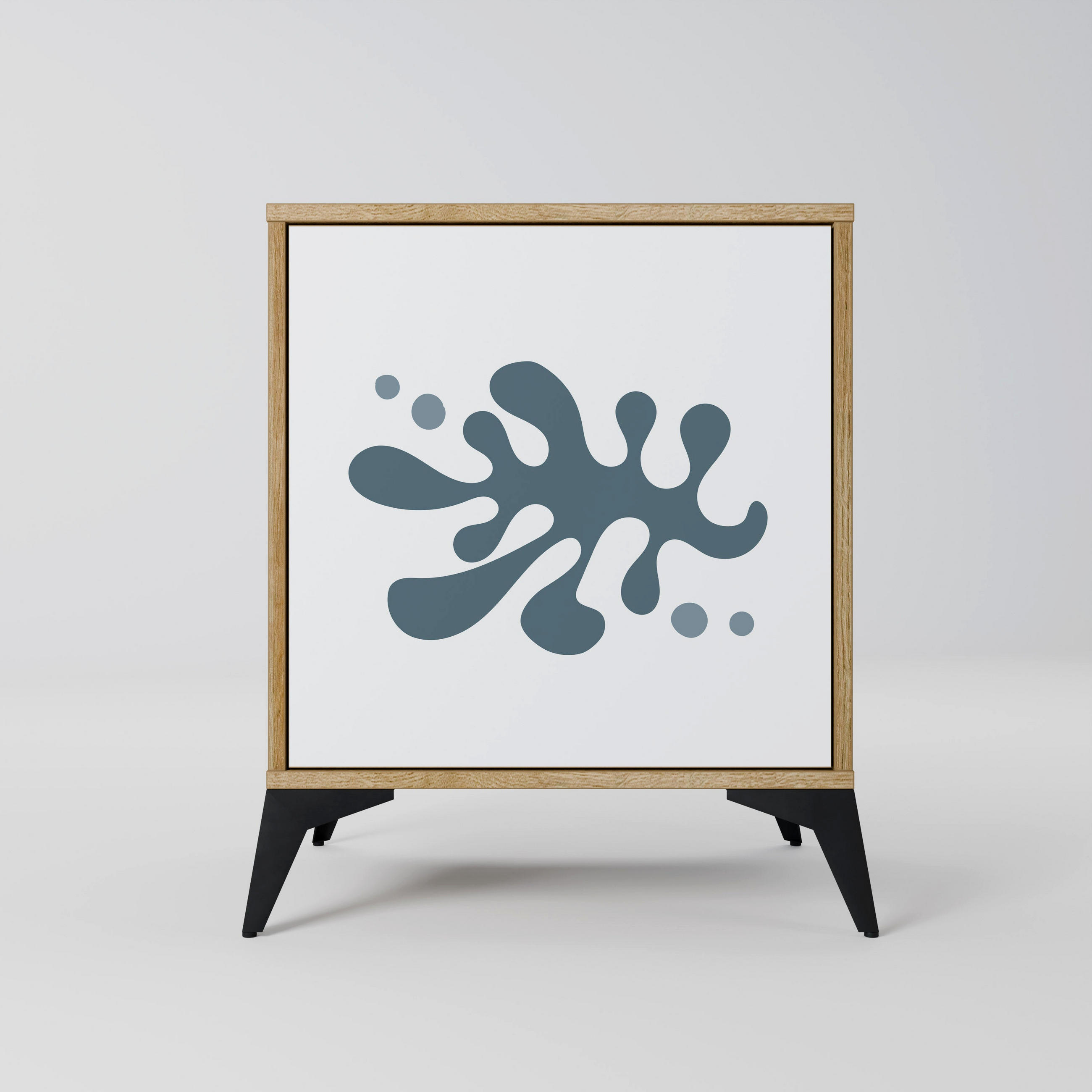 SIDEBOARD WONDERLAND VEGETATION, Eichefarben, 57,5x42x70,5 cm, Schwarze Metall-Sternfüße - Eichefarben/Multicolor, Holzwerkstoff/Metall (57.5/70.5/42cm) - SpaceRebels