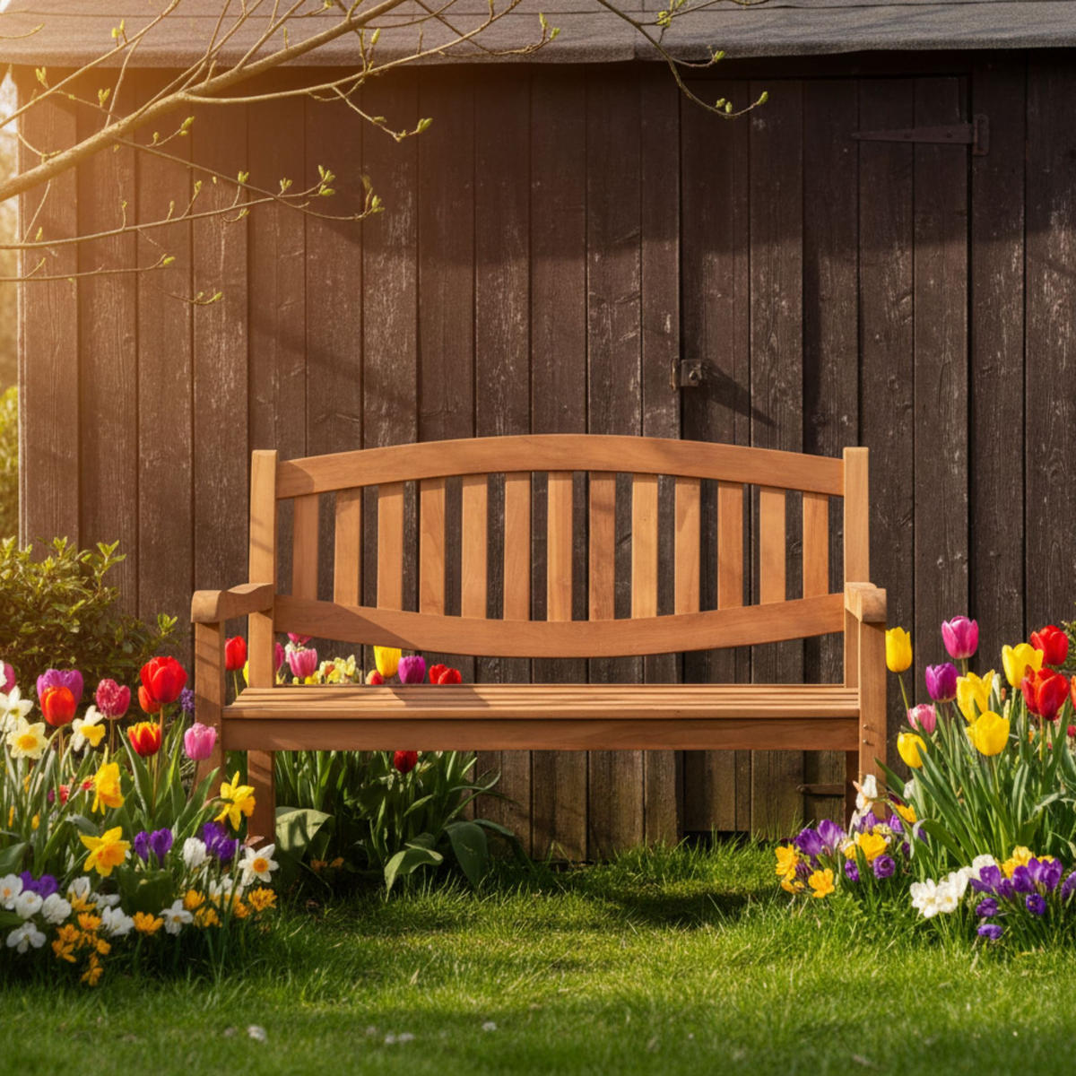 GARTENBANK Bradford - Naturfarben, Holz/Metall (120/94/54cm) - Mr. Deko