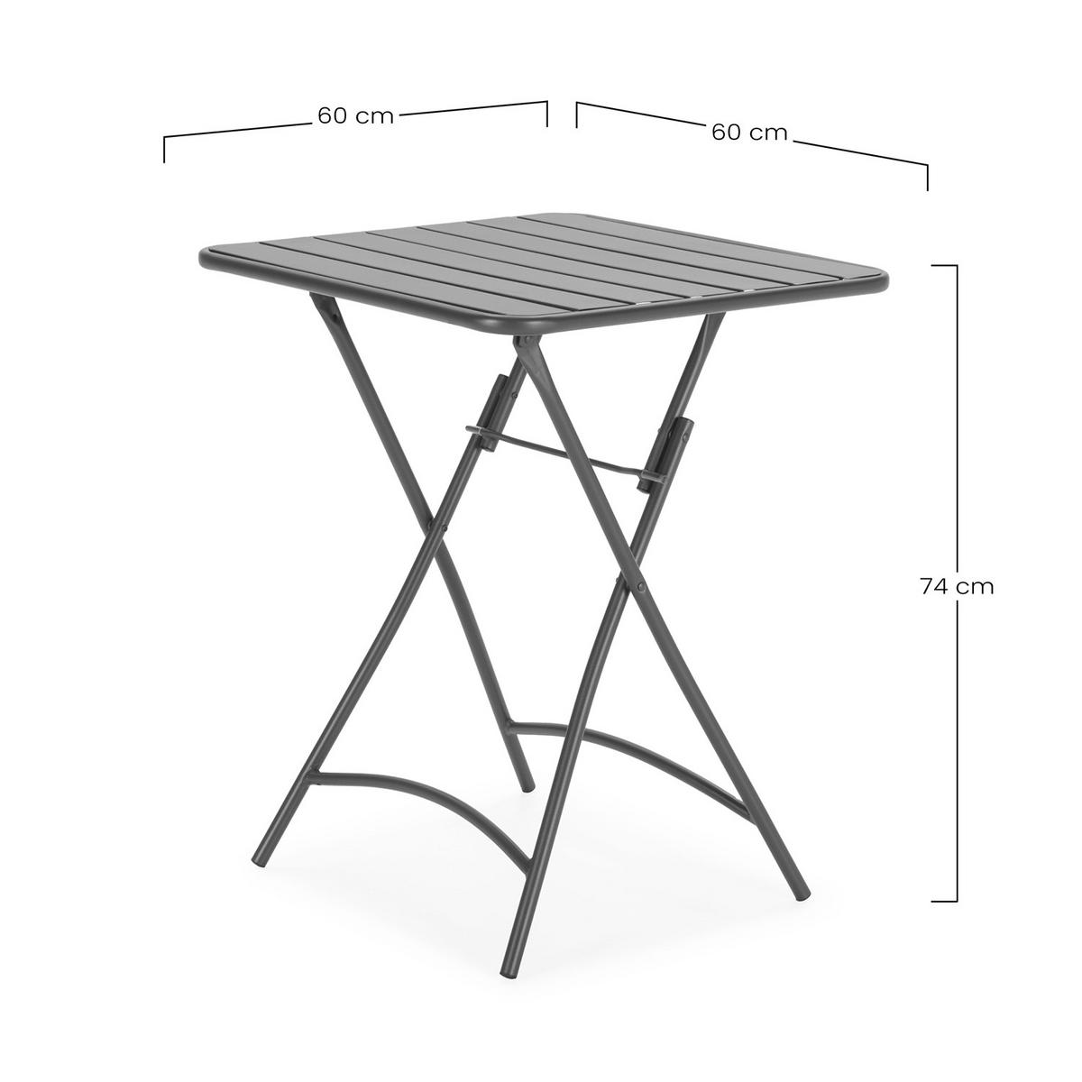 GARTENKLAPPTISCH Perla 60/60/74 cm Metall - Schwarz, Metall (60/60/74cm) - VS Venta-stock