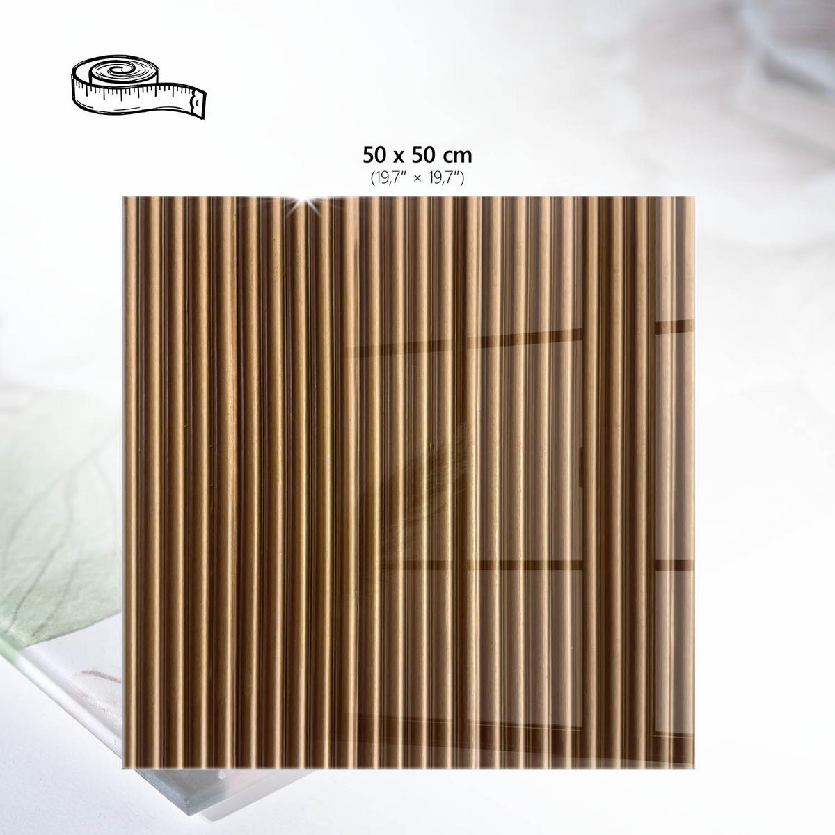 TISCHPLATTE 50x50 cm – Braune Linien - Grau, Glas (50/50/0.4cm) - Wallfluent