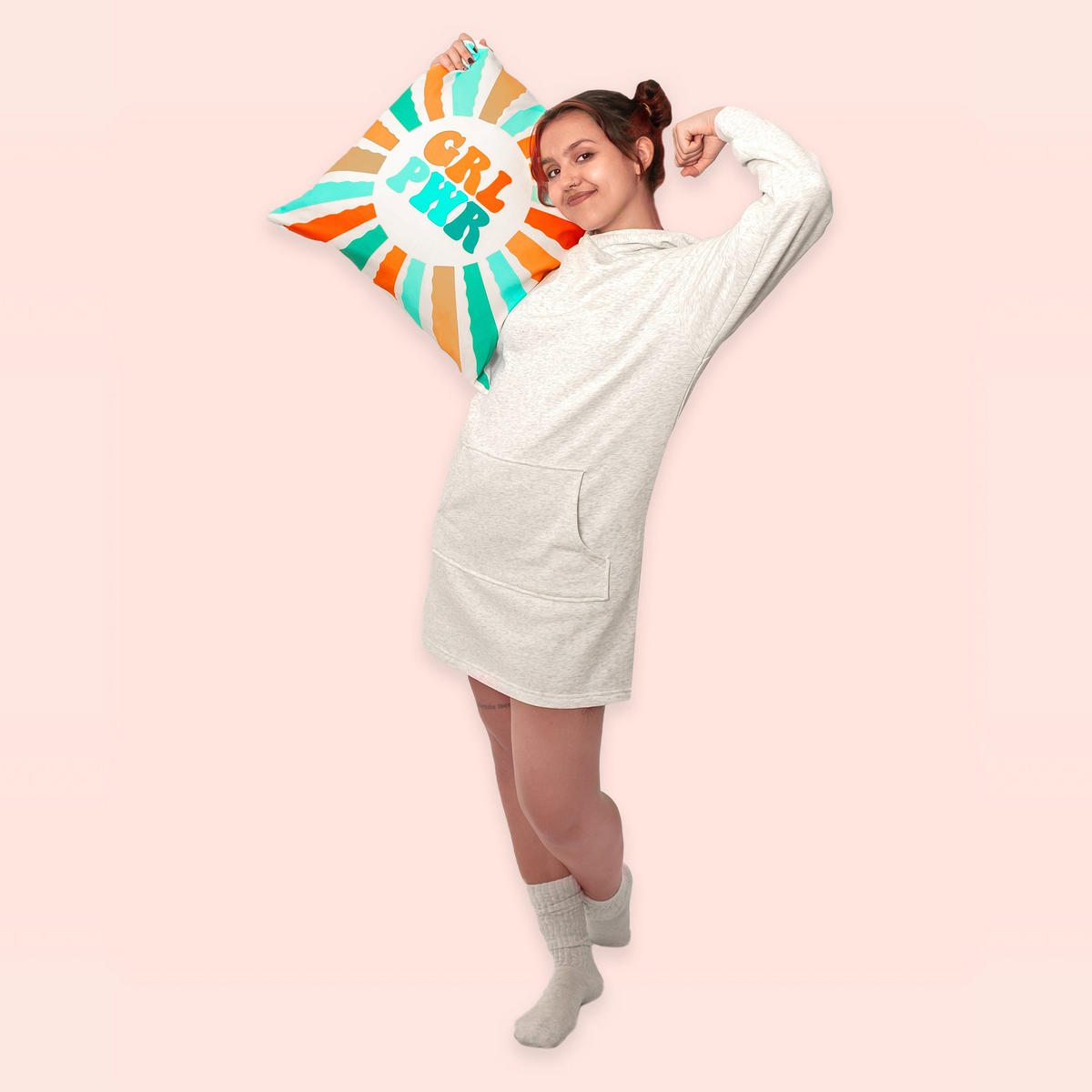 KISSENBEZUG dekorativ girl power 50x50 cm (2er pack) mehrfarbig - Multicolor, Textil (50/50cm) - Happy Friday