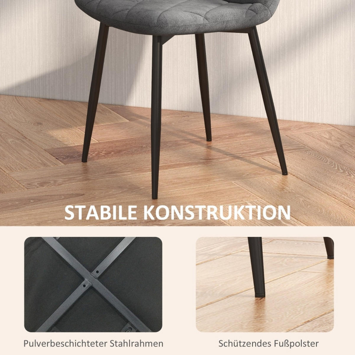 STUHL-SET DE-36032 4 Stück mit Metallbeinen Grau - Grau, Metall (54/87/45cm) - ComfortXL