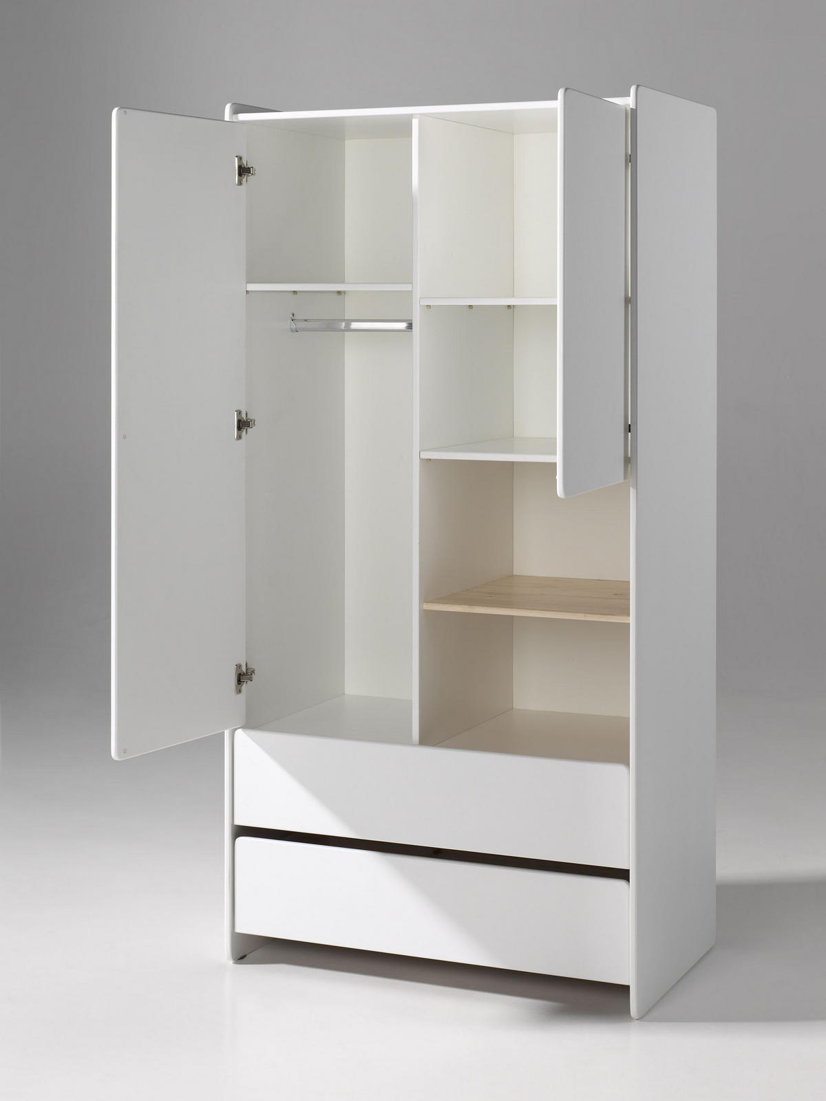 KINDERZIMMERSCHRANK Karilynn 90x55x180 Schrank MDF+Massivholz Weiß - Weiß, Holzwerkstoff (160/180/90cm) - 58aufmkessel