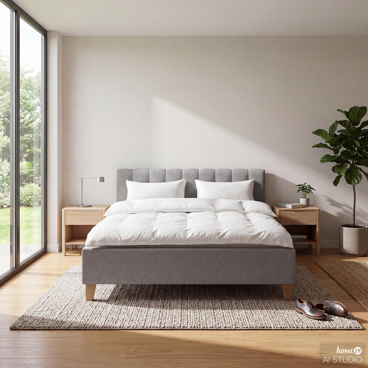 POLSTERBETT - Webstoff - Grau, Holz/Textil (200/200cm) - home24