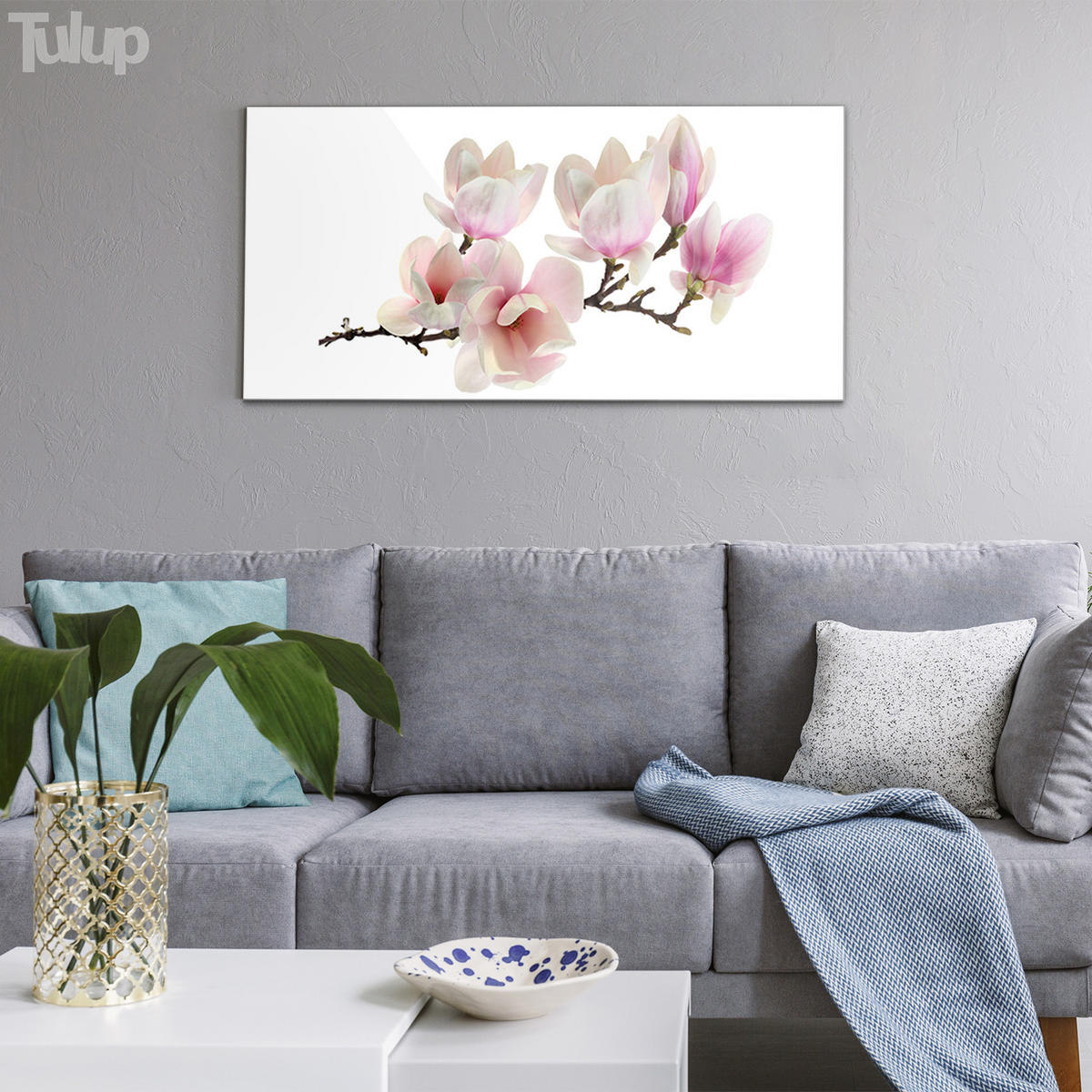 GLASBILD 120x60 cm Magnolienblüte - Rosa, Glas (120/60cm) - TULUP