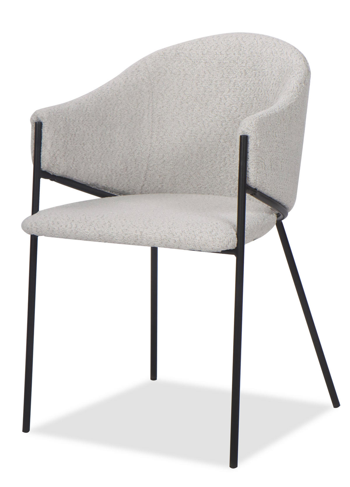STUHL BUENO gespolsterter - hellgrau - Glamour Chenille - Hellgrau/Schwarz, Textil/Metall (55/83/56cm) - NEW HOME