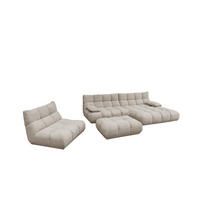 SITZGRUPPE VIVIEN 3ER SET Beige Cord - Beige, Kunststoff/Textil (359/85/510cm) - KAWOLA