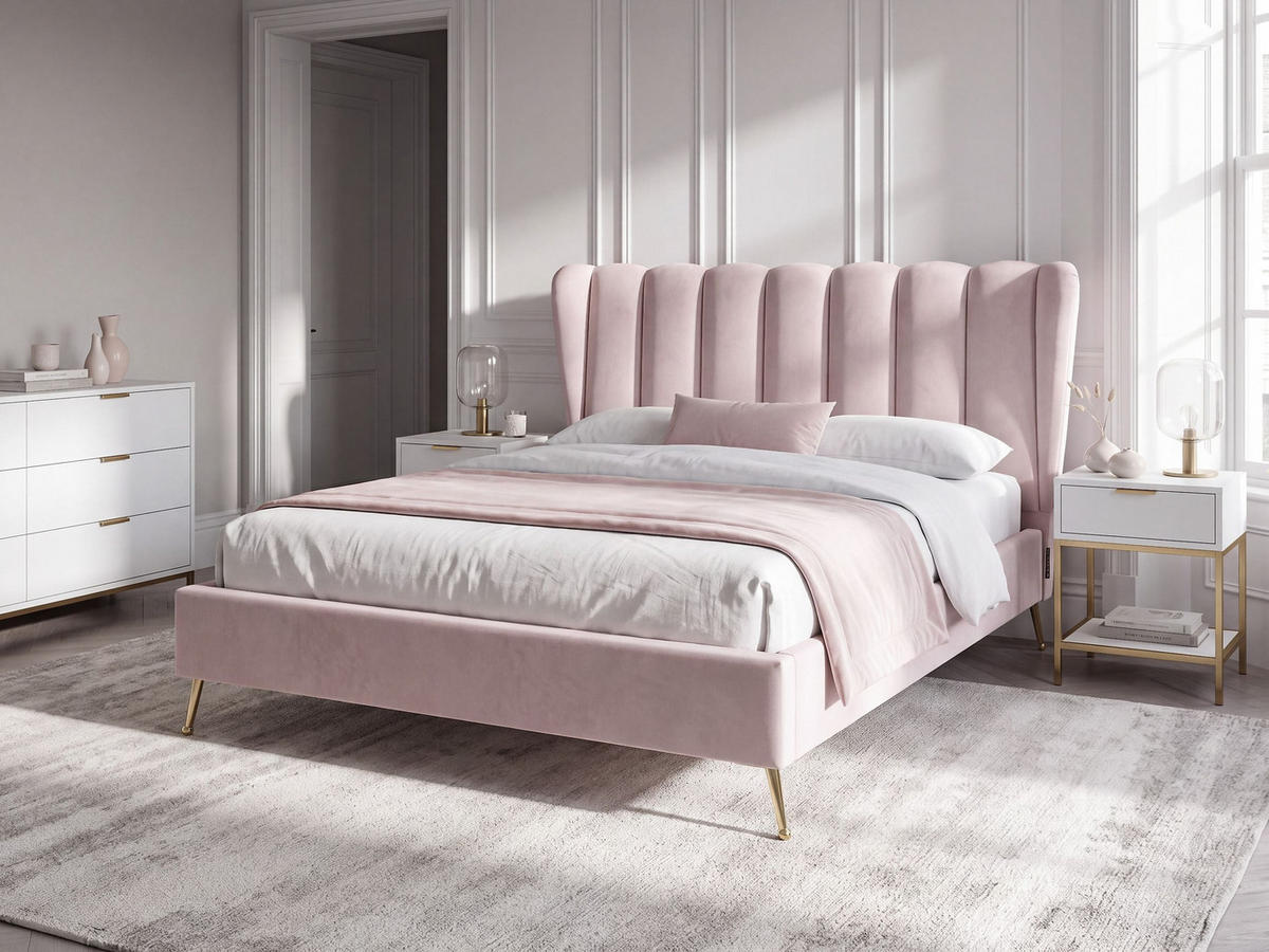 POLSTERBETT 140/200 cm Rosa Miribel - Pink, Textil (140/200cm) - Beliani