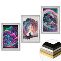 WANDBILDER 3er Set - 40x60 cm Silberner Rahmen - Farbenfrohe Fantasy-Kunstillustrationen - Silberfarben, Kunststoff (40/60cm) - ArtPrintCave
