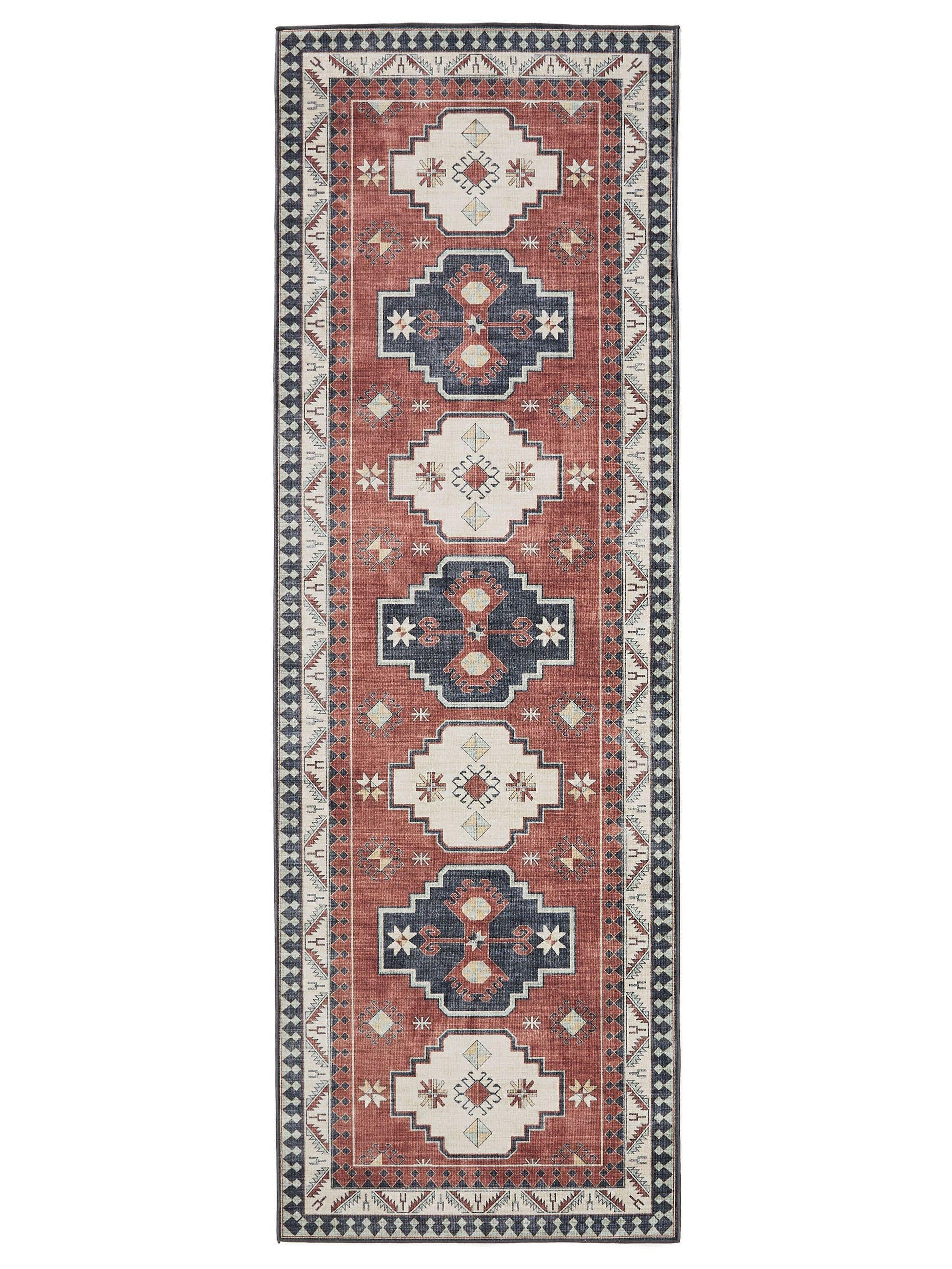 VINTAGE-LÄUFER George waschbar 80x240 cm - Blau/Multicolor, Kunststoff (80/240cm) - benuta