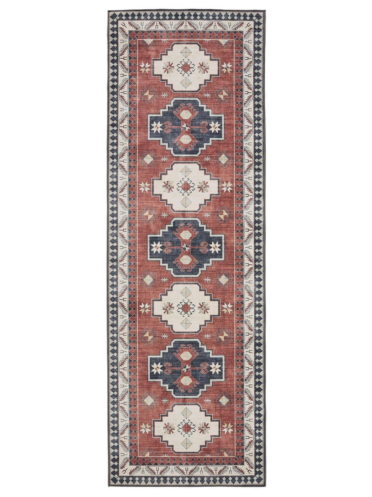 VINTAGE-LÄUFER George waschbar 80x240 cm - Blau/Multicolor, Kunststoff (80/240cm) - benuta