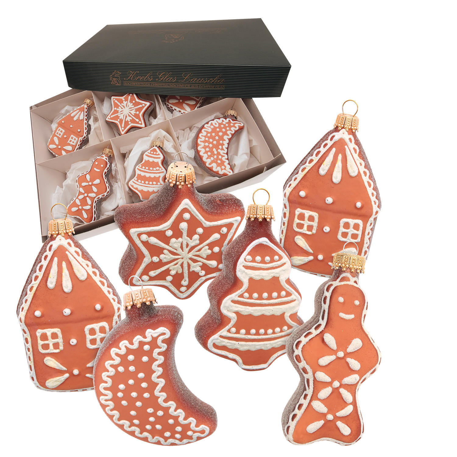Krebs Glas Lauscha Christbaumschmuck Braun 5x8x3 cm