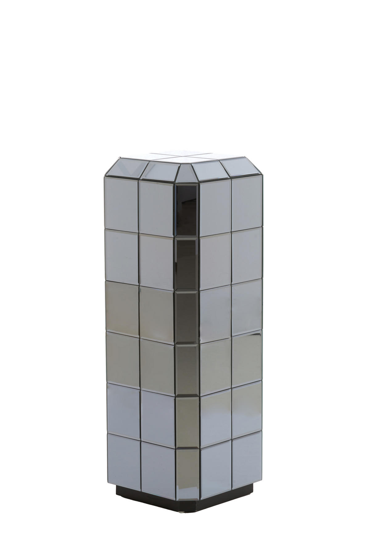 BLUMENSÄULE Luciano Grau 40/40/100 cm - Grau, Glas (40/40/100cm) - Light & Living