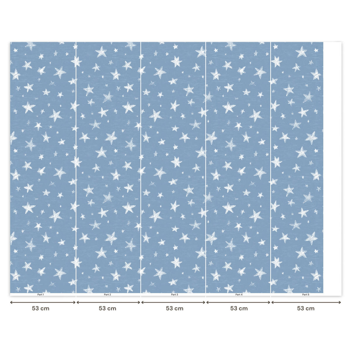 KINDERTAPETE - Sterne - Muster - Blau - 240x200 cm - Hellblau, Papier (240/200cm) - OnlyWow