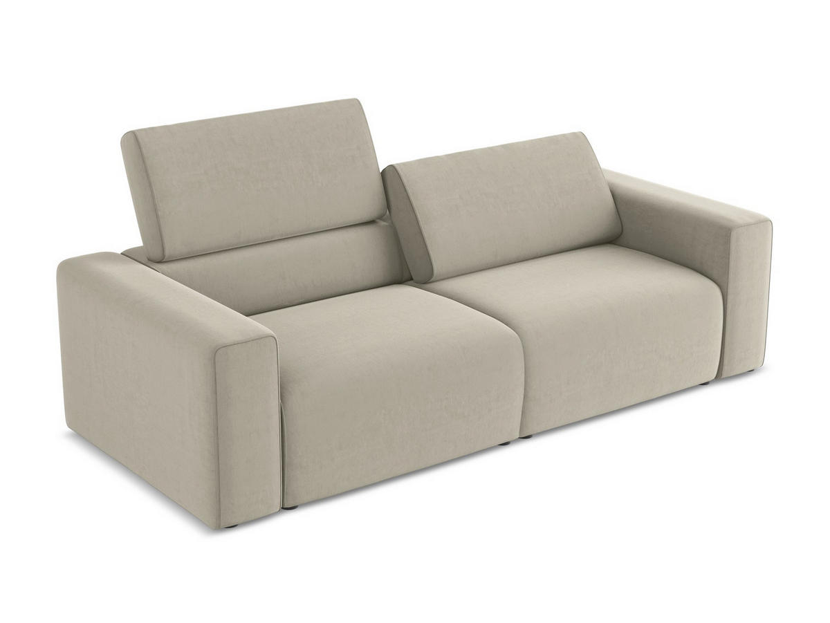 3-SITZER SOFA Samt Stoff Creme - Perlmutt/Lila, Kunststoff/Textil (224/80/103cm) - Makamii