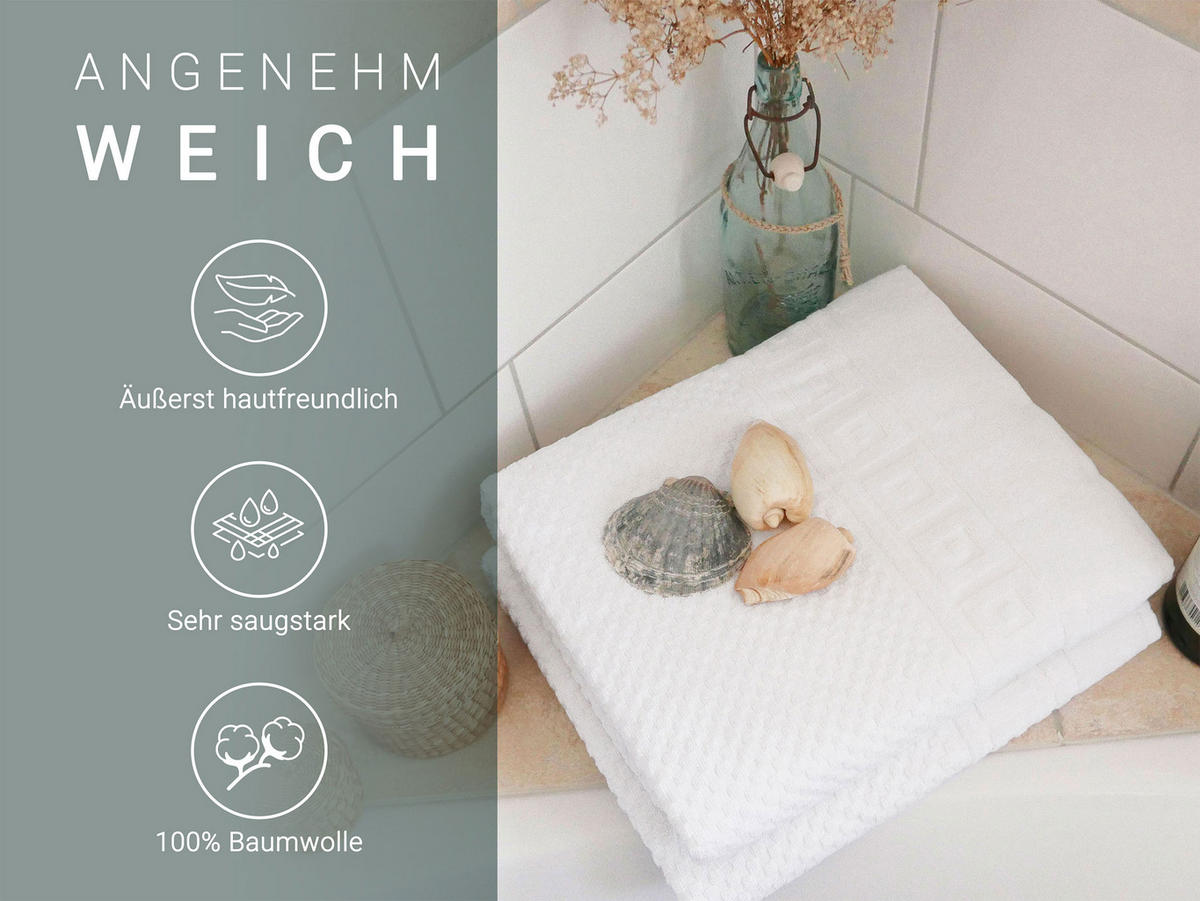 BADETUCH, 2er-Set, 100x150 cm, 100% Baumwolle, Weiß - Weiß, Textil (100/150cm) - Zollner