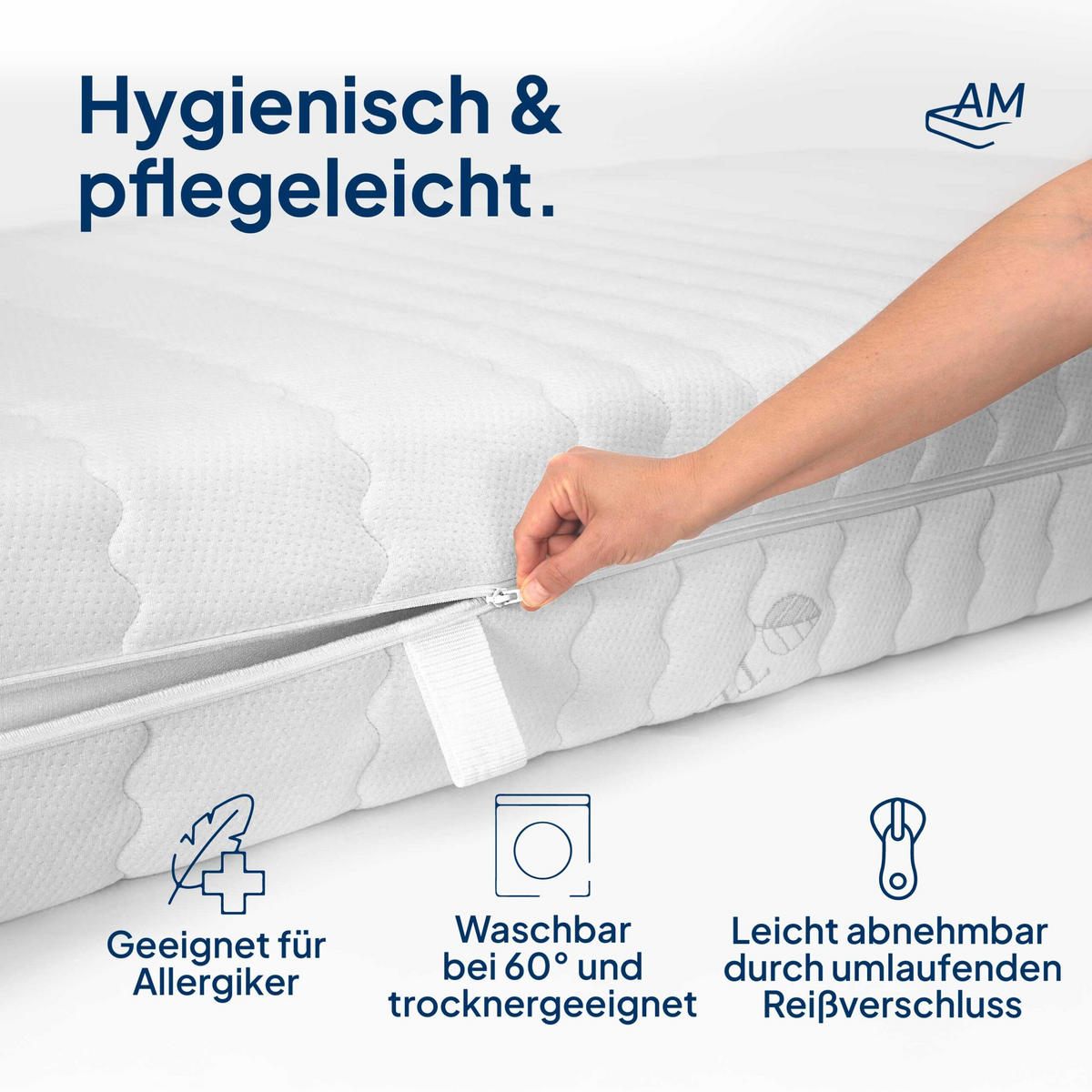MATRATZENBEZUG Tencel 180/190cm für 21cm Kernhöhe - Weiß, Textil (180/190cm) - AM Qualitätsmatratzen