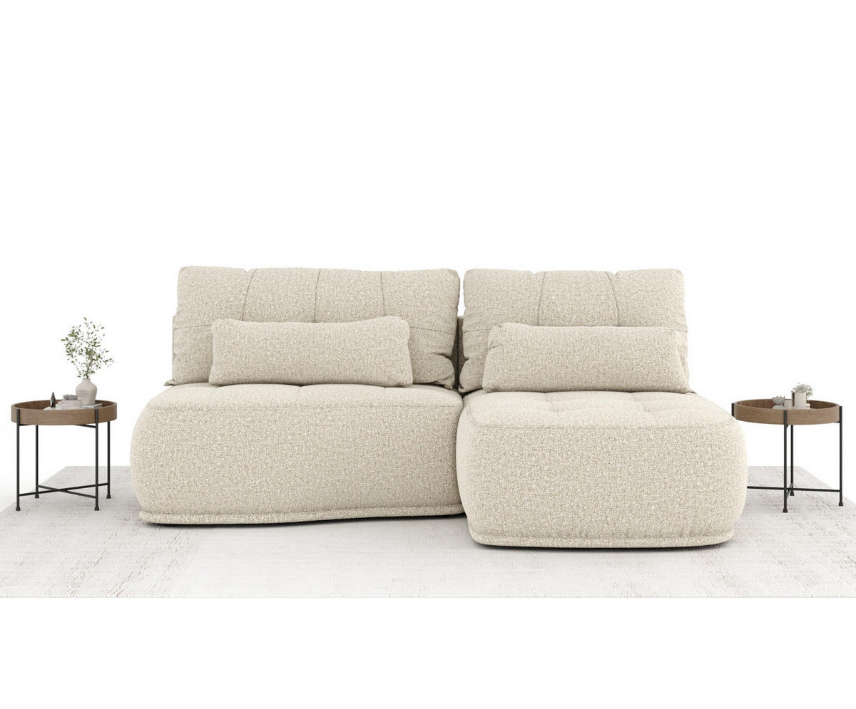 ECKSOFA MIT SCHLAFFUNKTION Batu Beige Plüschstoff - Beige/Schwarz, Holz/Holzwerkstoff (223/158cm) - Maison de Reve