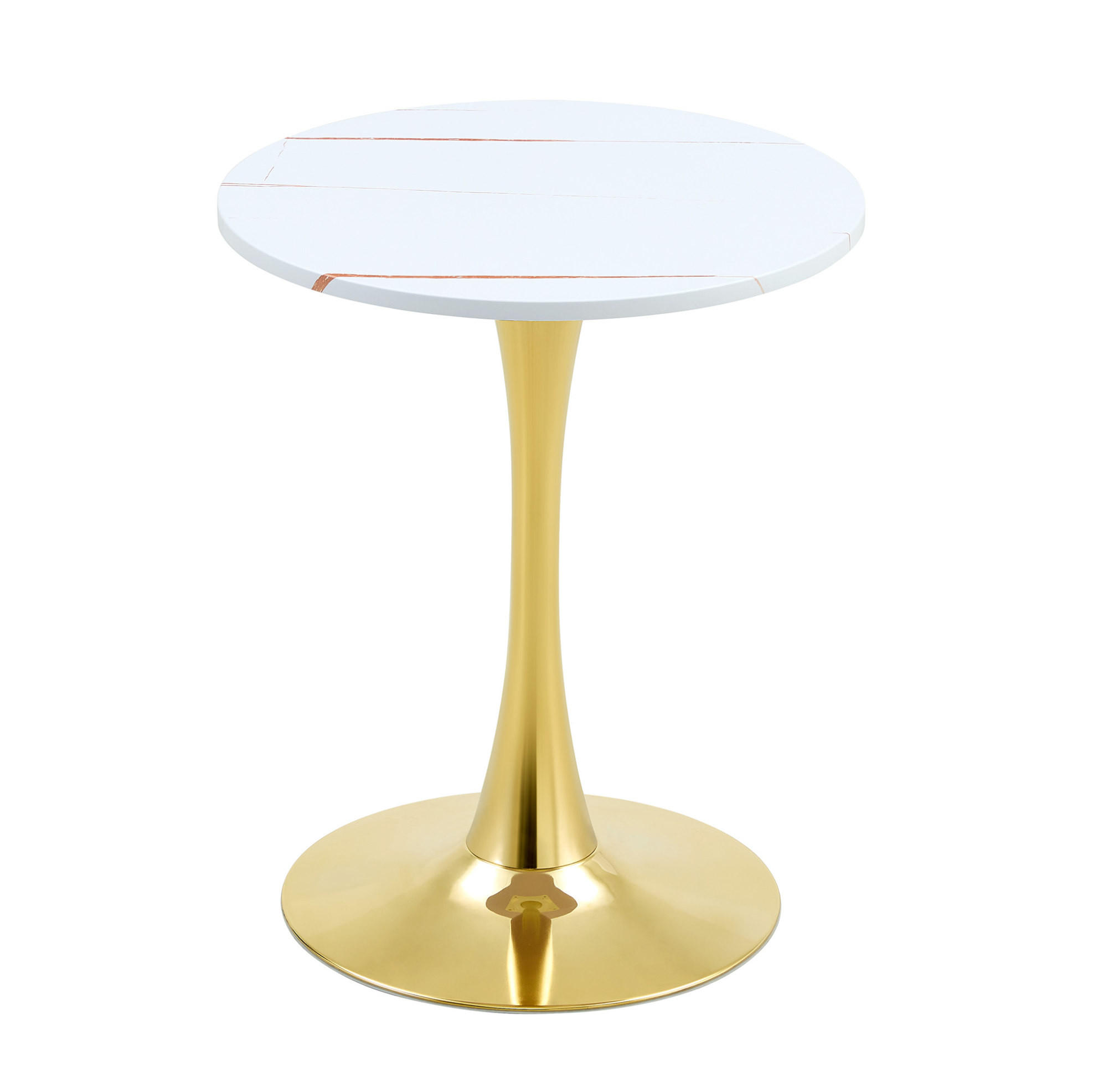 BEISTELLTISCH 60/60/72 cm Weiß Gold runder Tisch aus MDF und Metall mit thermoformierter Platte - Weiß, Holzwerkstoff (60/60/72cm) - OKWISH