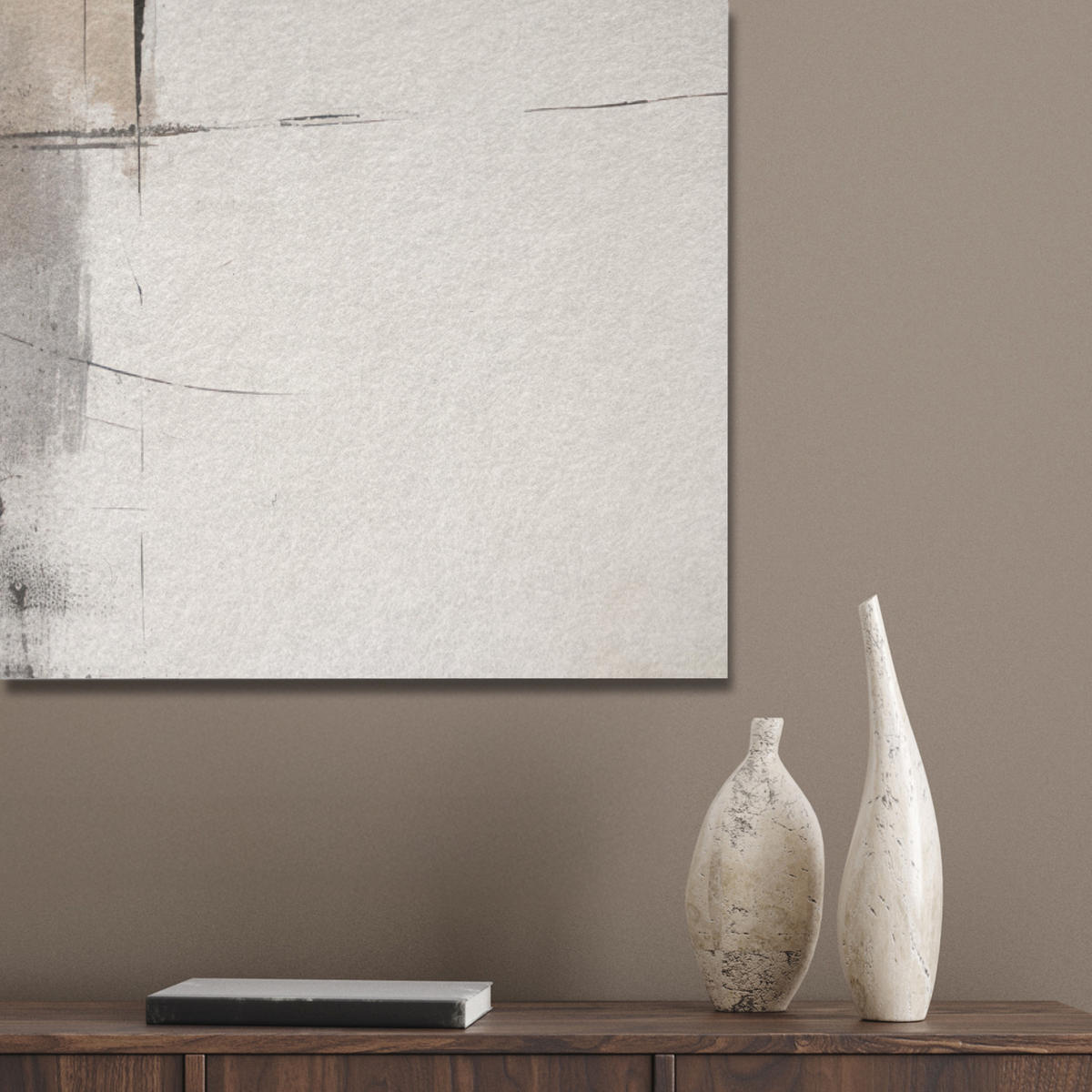 AKUSTIKPANEEL Abstrakt - Kunst - Grau 70x100 cm - Hellgrau, Textil (70/0.9/100cm) - MuchoWow
