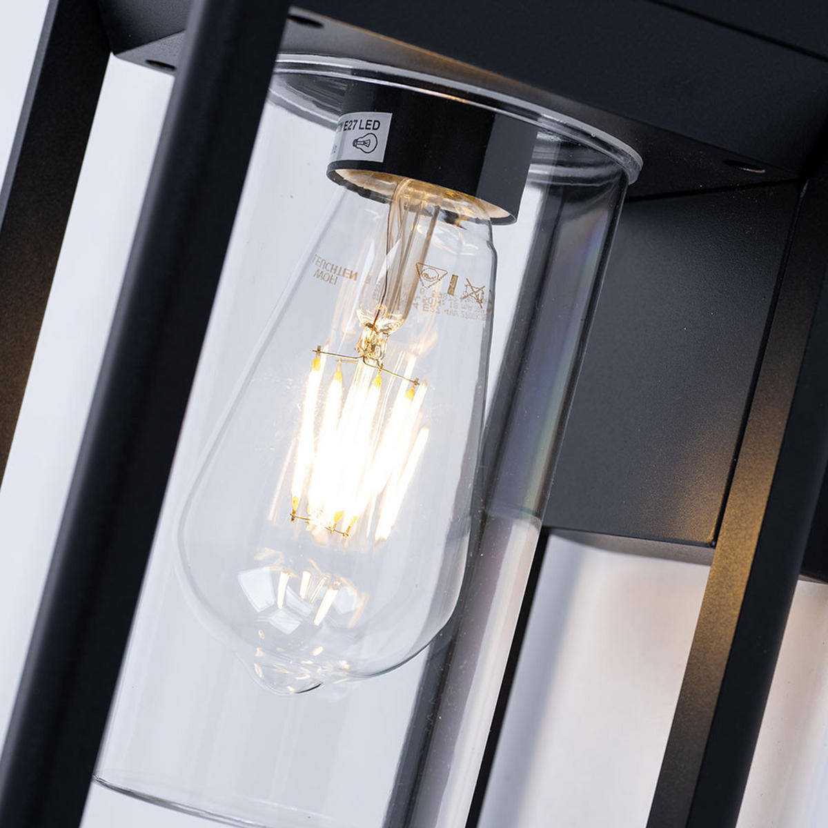 LED WANDLEUCHTE Aluminium Schwarz-Matt Klar - Klar, Glas (16.5/15/27cm) - Globo Lighting