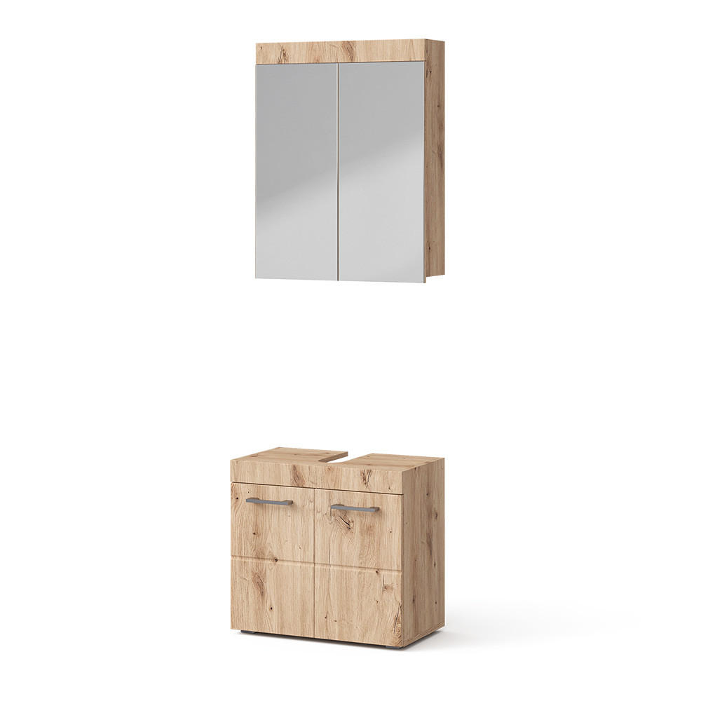 BADMÖBEL-SET Luna Eiche Wotan 2 Teile - Eiche Wotan, Holzwerkstoff (60/56/34cm) - Vicco